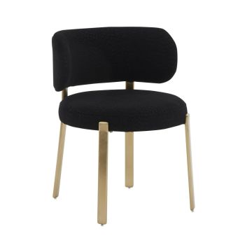 Margaret Dining Chair - Boucle/Stainless Steel/Wood - L57.9 x W57.9 x H74.7 cm - Black