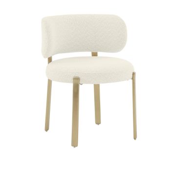 Margaret Dining Chair - Boucle/Stainless Steel/Wood - L57.9 x W57.9 x H74.7 cm - Cream