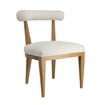 Palla Dining Chair - Boucle/Wood - L57.1 x W56.9 x H77.5 cm - Cream