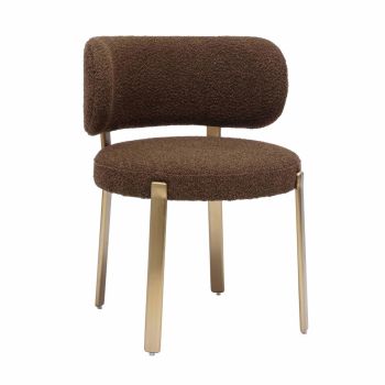 Margaret Dining Chair - Boucle/Stainless Steel/Wood - L57.9 x W57.9 x H74.7 cm - Chocolate Brown