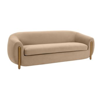 Lina Sofa - Stainless Steel/Velvet/Wood - L88.9 x W236.2 x H78 cm - Cafe Au Lait