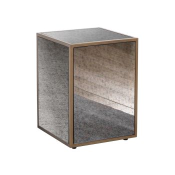 Lana Mirrored Side Table - Glass/Iron/MDF - L38.1 x W38.1 x H52.1 cm - 