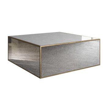 Lana Mirrored Large Coffee Table - Glass/Iron/MDF - L121.9 x W121.9 x H47 cm - 