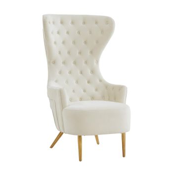 Jezebel Wingback Chair - Velvet - L89.9 x W75.9 x H130 cm - Cream