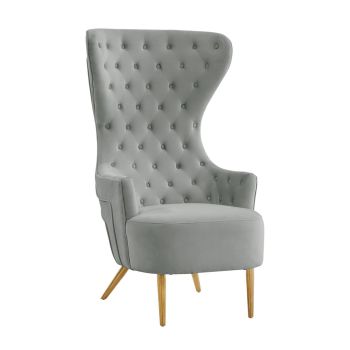 Jezebel Wingback Chair - Velvet - L89.9 x W75.9 x H130 cm - Grey