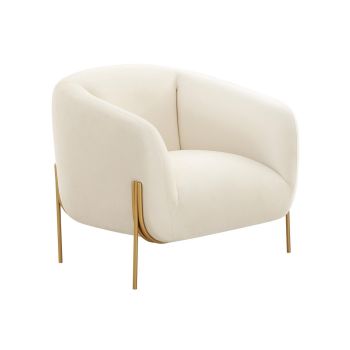 Kandra Accent Chair - Iron/Velvet/Wood - L80.8 x W83.8 x H76.2 cm - Cream