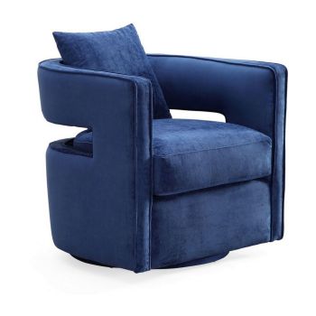 Kennedy Swivel Chair - Velvet - L74.9 x W76.2 x H80 cm - Navy