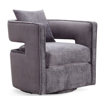 Kennedy Swivel Chair - Velvet - L74.9 x W76.2 x H80 cm - Grey