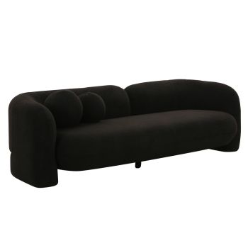 Amelie Sofa - Faux Fur/Wood - L91.9 x W231.6 x H67.6 cm - Black