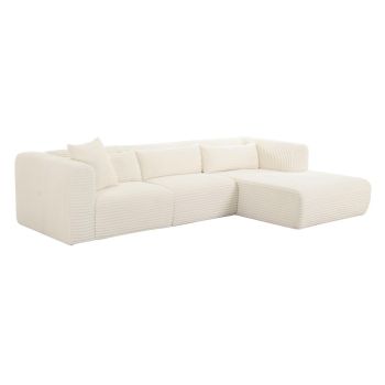 Tarra Fluffy Oversized Modular RAF Sectional - Corduroy Fabric/Wood - L179.8 x W299.7 x H68.1 cm - Cream
