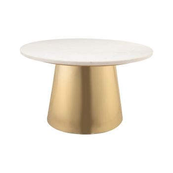 Bleeker Coffee Table - Iron/Marble - L78.2 x W78.2 x H41.9 cm - Gold/White