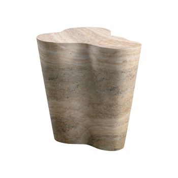 Slab Faux Tall Side Table - Concrete - L47 x W52.6 x H55.9 cm - Travertine