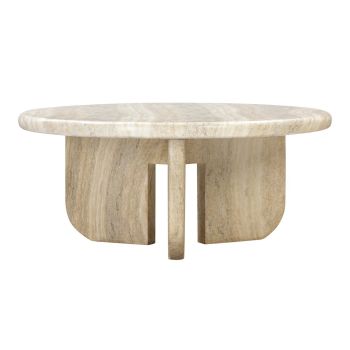 Patrizia Round Coffee Table - Concrete - L90.9 x W90.9 x H39.1 cm - Travertine