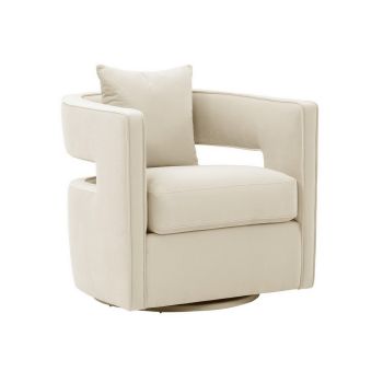 Kennedy Swivel Chair - Velvet - L74.9 x W76.2 x H80 cm - Cream