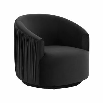 London Pleated Swivel Chair - Velvet - L76.5 x W77.5 x H73.9 cm - Black