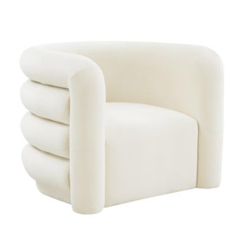 Curves Lounge Chair - Velvet - L83.1 x W91.9 x H71.6 cm - Cream