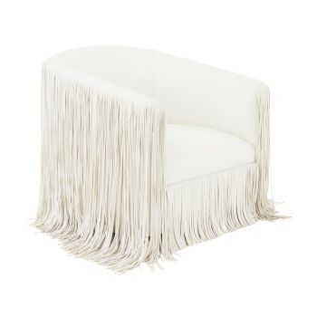 Shag Me Swivel Chair - Vegan Leather/Wood - L78.2 x W77.5 x H71.1 cm - Ivory