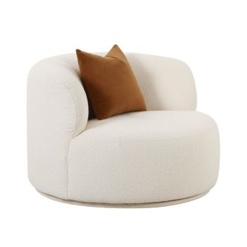 Fickle Swivel Chair - Boucle/Wood - L102.1 x W103.9 x H71.9 cm - Cream