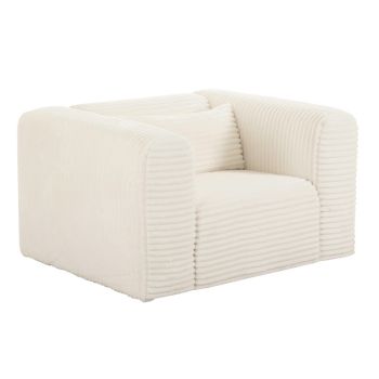 Tarra Fluffy Oversized Armchair - Corduroy Fabric/Wood - L100.1 x W116.1 x H68.1 cm - Cream