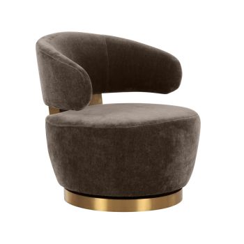 Austin Swivel Chair - Plywood/Recycled Fabric/Stainless Steel - L73.7 x W72.4 x H74.4 cm - Chocolate Brown