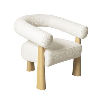 Spara Accent Chair - Boucle/Wood - L72.1 x W79.2 x H81 cm - Cream