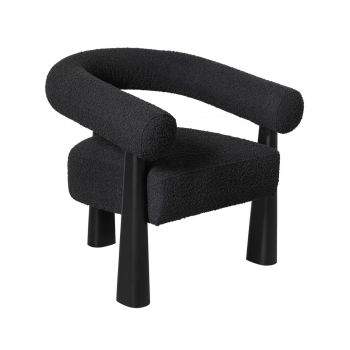 Spara Accent Chair - Boucle/Wood - L72.1 x W79.2 x H81 cm - Black