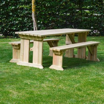 Tinwell 7ft Picnic Table and Bench Set - L213 x W158 x H72 cm - Light Green