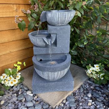 3 Bowl Pour Solar Powered - Garden Water Feature. Outdoor Garden Ornament