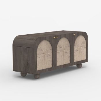 Jungle Three Doors Cabinet - Mango Wood/MDF/Jute - L145 x W45 x H65 cm - Ash Grey