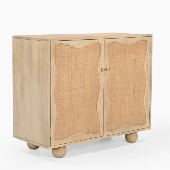 Denis Two Door Cabinet - Mango Wood - L100 x W45 x H85 cm - Natural