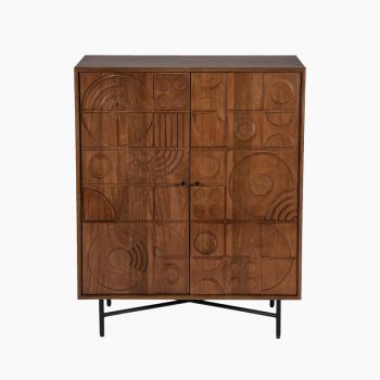 Enigma Two Door Cabinet - Mango Wood/Iron/MDF - L84.5 x W43 x H108 cm - Brown