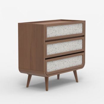 Oxy Three Drawer Chest - Mango Wood/MDF/Veneer - L85 x W45 x H80 cm - Walnut