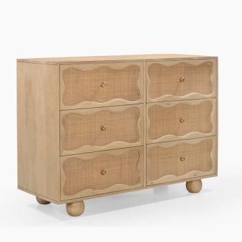 Denis Six Chest of Drawers - Mango Wood - L115 x W45 x H85 cm - Natural