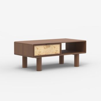 Urban Burl Coffee Table - Mango Wood/MDF/Veneer - L100 x W50 x H40 cm - Walnut