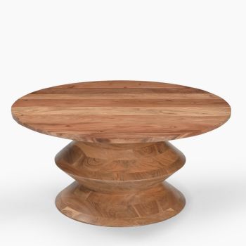 Kora Coffee Table - Acacia Wood - L90 x W90 x H40 cm - Walnut