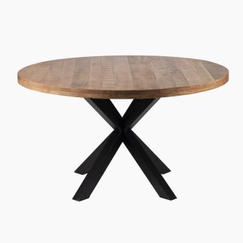 Willa Dining Table - Mango Wood - L130 x W130 x H76 cm - Natural/Black