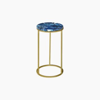 Greta End Table - Agate/Metal - L30 x W30 x H55 cm - Blue