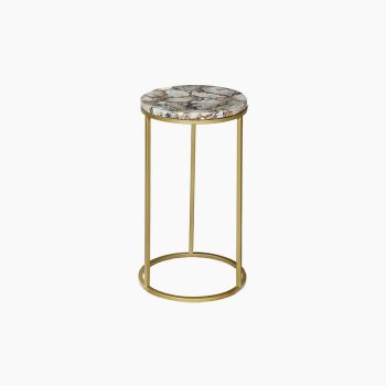 Greta Agate End Table - Metal - L30 x W30 x H55 cm - Blue/Black/Gold