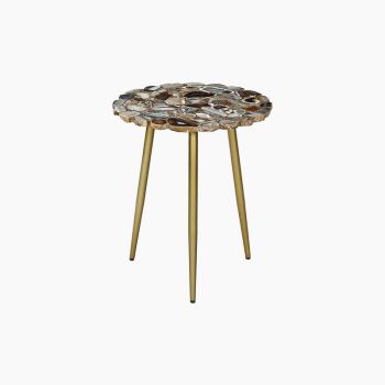 Myra End Table - Iron - L40 x W40 x H52 cm - Blue/Black/Gold