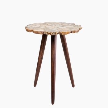 Myra End Table - Agate/Iron/Acacia Wood - L40 x W40 x H52 cm - Brown