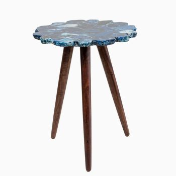 Myra Blue Agate End Table - Agate/Metal/Acacia Wood - L40 x W40 x H52 cm - Brown