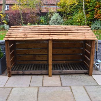 Normanton 4ft Log Store - L80 x W230 x H128 cm - Rustic Brown