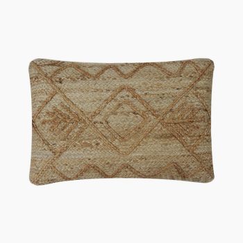 Zea Embroidered Cushion - Jute/Cotton - L40 x W60 x H1 cm - Natural