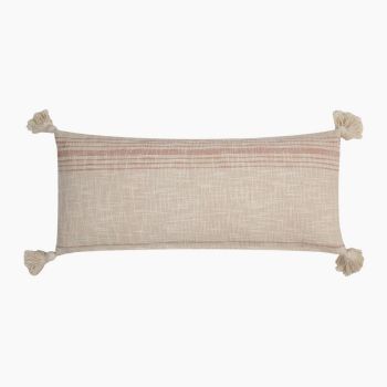 Zain Slub Striped Cushion - Microfiber Filler - L30 x W70 x H1 cm - Coral/Off White