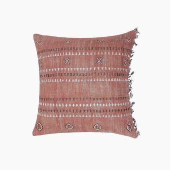 Lopa Coral Cotton-Linen Cushion - Microfiber Filler - L50 x W50 x H1 cm - Coral