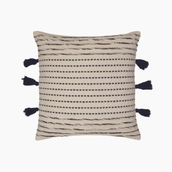 Freya Striped Cushion - Feather Filler - L50 x W50 x H1 cm - Indigo/White