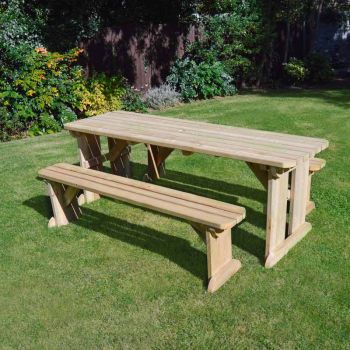 Tinwell 6ft Rounded Picnic Table and Bench Set - L183 x W158 x H72 cm - Light Green