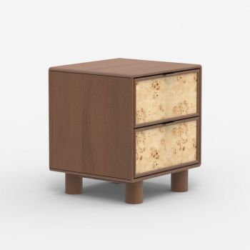 Urban Burl Two Drawer Side Table - Mango Wood/MDF/Veneer - L50 x W40 x H55 cm - Walnut