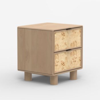 Urban Burl Two Drawer Side Table - Mango Wood/MDF/Veneer - L50 x W40 x H55 cm - Natural