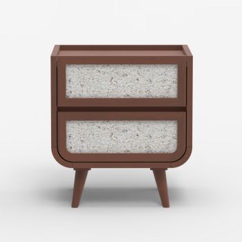 Oxy Two Drawer Side Table - Mango Wood/MDF/Veneer - L50 x W40 x H55 cm - Walnut